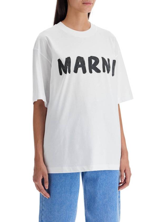 Logo Lettering Boxy Fit Short Sleeve T-Shirt White - MARNI - BALAAN 3