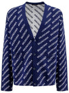 Mini Allover Logo Knit Cardigan Blue - BALENCIAGA - BALAAN 1