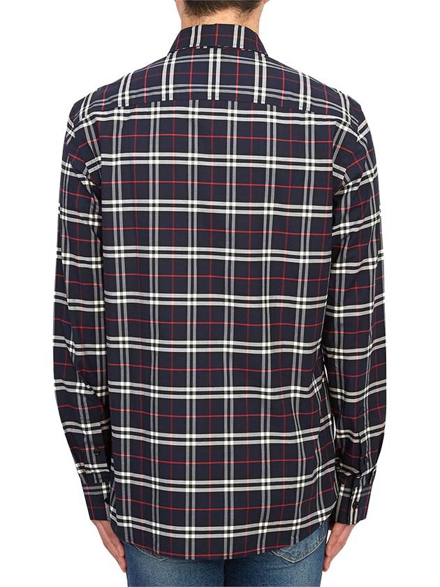 Small Scale Check Stretch Cotton Long Sleeve Shirt Navy - BURBERRY - BALAAN 7