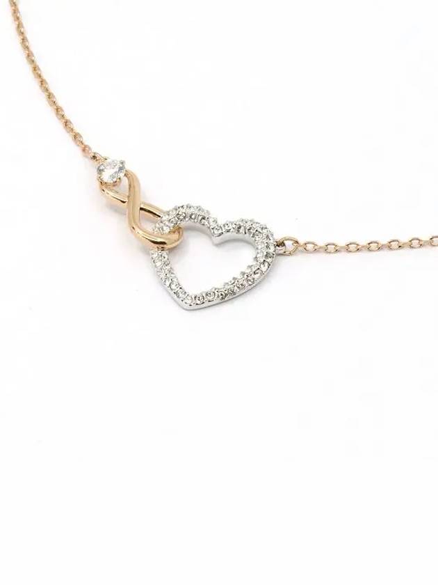 Hyperbola Infinity Heart Crystal Earrings Necklace Set Rose Gold - SWAROVSKI - BALAAN 3