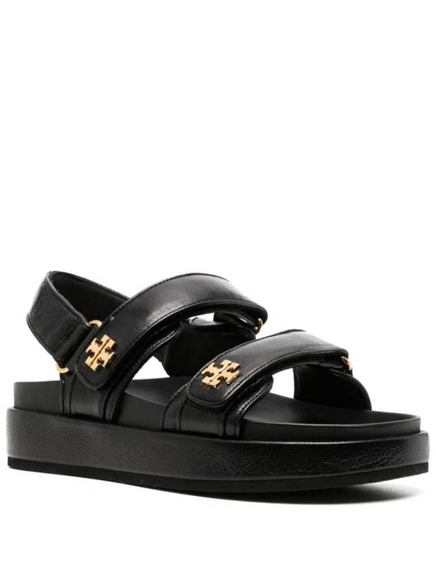 Kira Sports Logo Leather Sandals Black - TORY BURCH - BALAAN 5