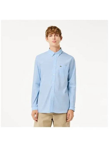 Men s Micro Pattern Check Shirt Blue - LACOSTE - BALAAN 1