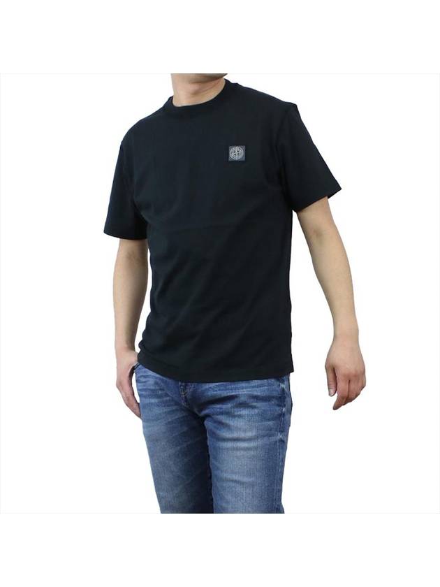 Pisato Effect Logo Patch Short Sleeve T-Shirt Black - STONE ISLAND - BALAAN 2