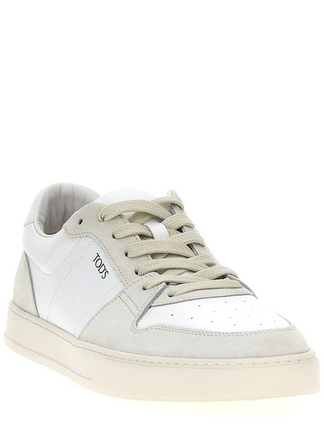 Suede Leather Low Top Sneakers White - TOD'S - BALAAN 3