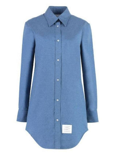 Women's Button Down Shirt Short Dress Blue - THOM BROWNE - BALAAN 2