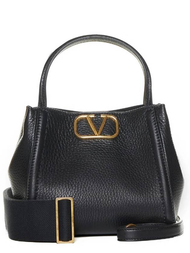 Logo Leather Tote Bag Black - VALENTINO - BALAAN 2