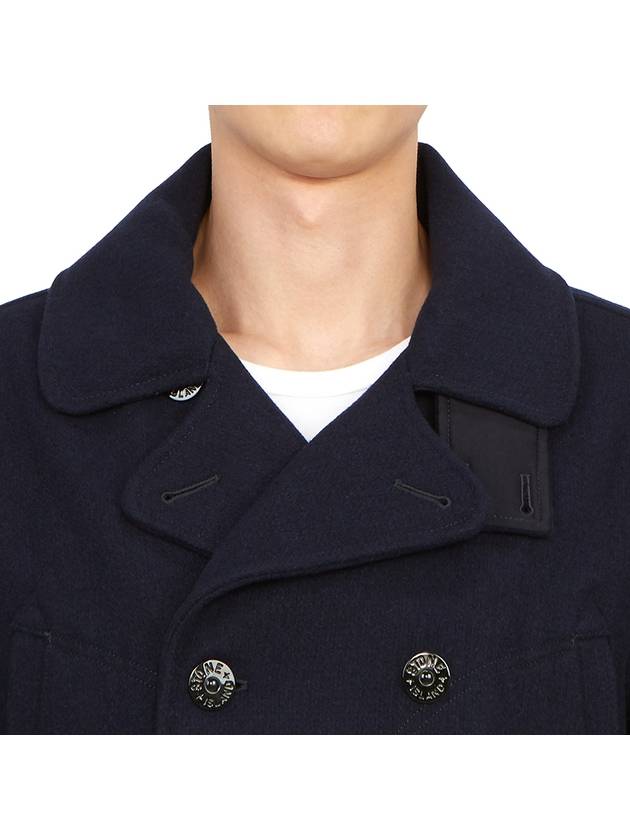 Logo Patch Double Breasted Jacket Marine - STONE ISLAND - BALAAN 9