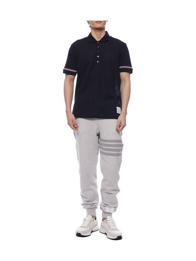 Lightweight Cotton Short Sleeve Polo Shirt Navy - THOM BROWNE - BALAAN 4