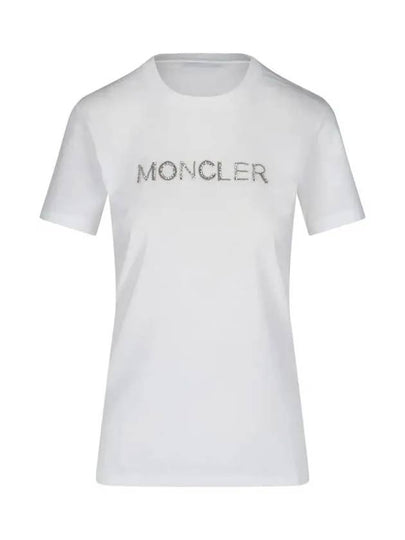 Women's Strass Logo Tshirt White 8C771 10 V8058 001 - MONCLER - BALAAN 2