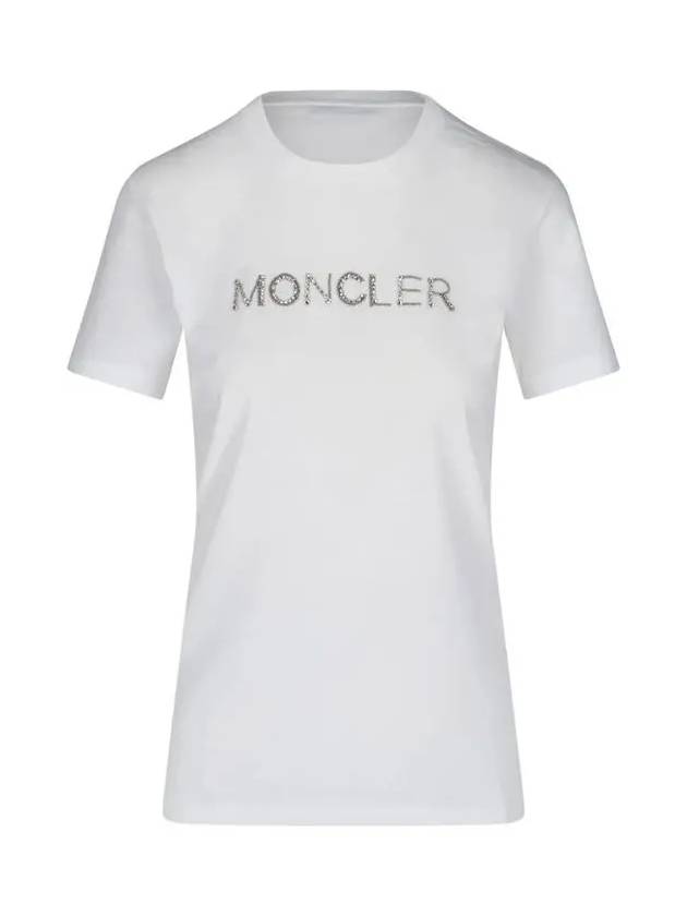 Women's Strass Logo Tshirt White 8C771 10 V8058 001 - MONCLER - BALAAN 1