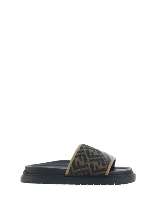 Diagonal Jacquard Slippers Brown - FENDI - BALAAN 2