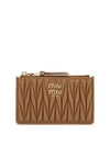 Matelasse Leather Card Wallet Brown - MIU MIU - BALAAN 2