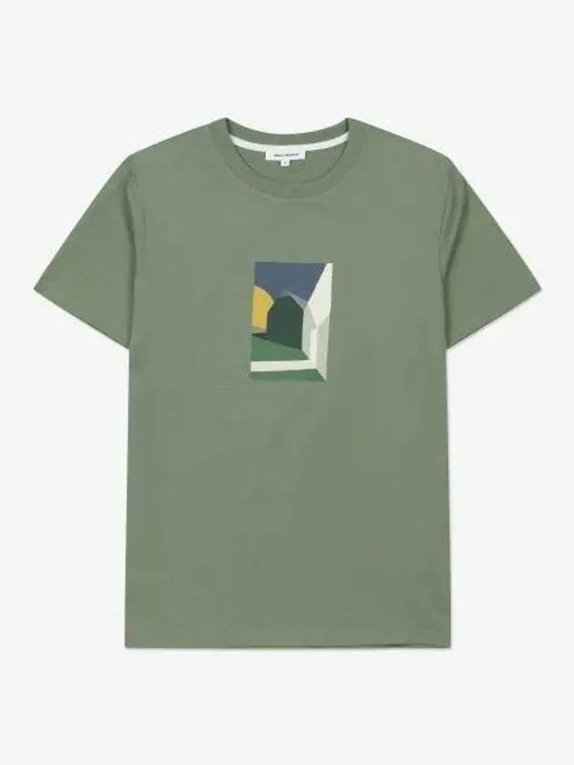 Johannes Collage Short Sleeve T Shirt Dry Sage Green N0106418061 - NORSE PROJECTS - BALAAN 1