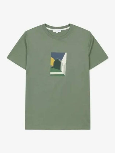 Johannes Collage Short Sleeve T Shirt Dry Sage Green N0106418061 - NORSE PROJECTS - BALAAN 1