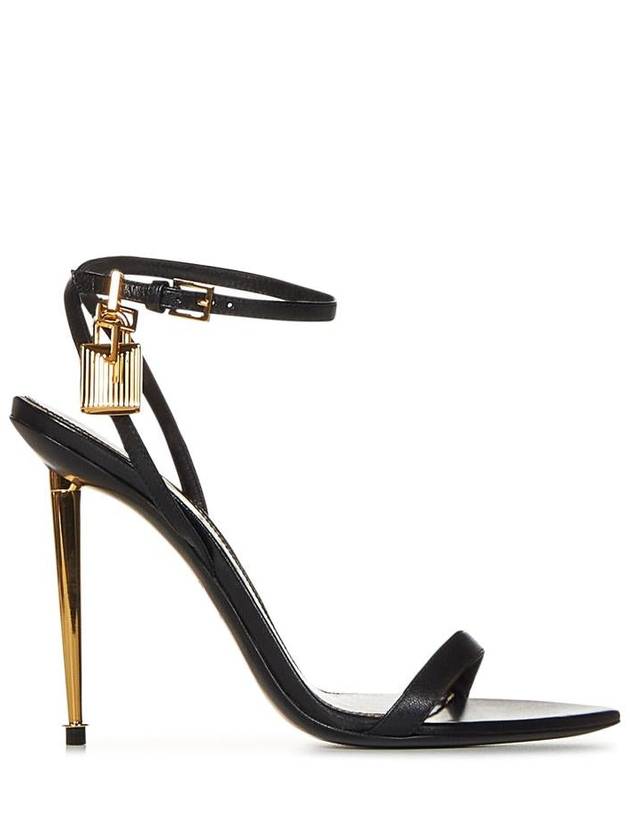 Women's Padlock Anklet Leather Sandals Heel Black - TOM FORD - BALAAN 2