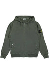 Men's Garment Dyed Malfile Zip Up Hoodie Dark Green - STONE ISLAND - BALAAN 2