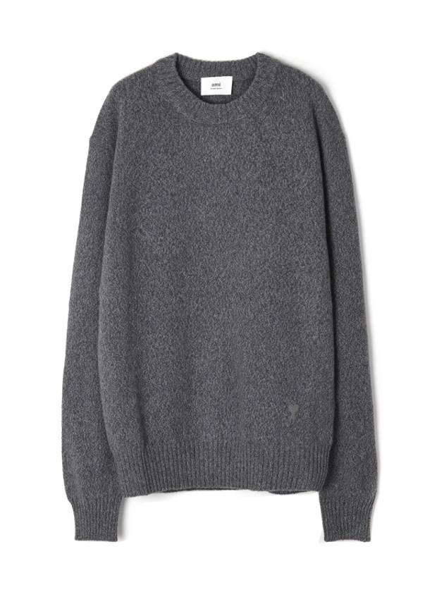 Men's Cashmere Blend Crew Neck Knit Top Grey - AMI - BALAAN 1