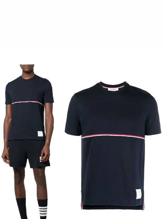 Midweight Jersey Short Sleeve T-Shirt Navy - THOM BROWNE - BALAAN 2