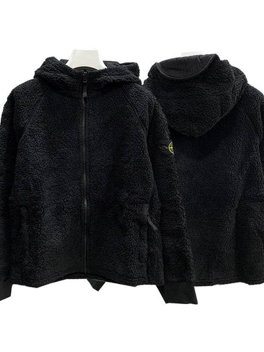 Kids Waffen Patch Terry Hooded Zip up Jacket Black 771660343 V0029 - STONE ISLAND - BALAAN 1