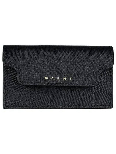 Logo Saffiano Leather Card Wallet Black - MARNI - BALAAN 2