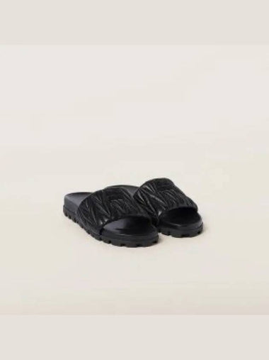 Sandals Slippers MATELASSE NAPPA LEATHER SLIDES 3LM4 F 010 5XX601 1226790 - MIU MIU - BALAAN 1