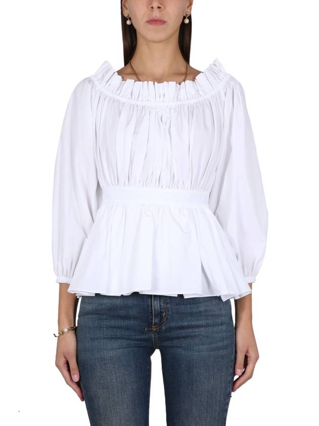 cotton poplin blouse white - ALEXANDER MCQUEEN - BALAAN 2