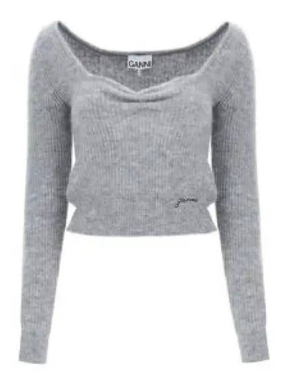 Soft Wool Knit Top Grey - GANNI - BALAAN 2