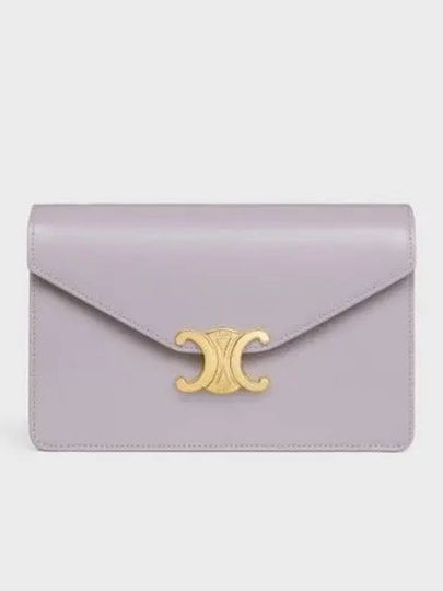 Triomphe Chain Shiny Calfskin Half Wallet Pastel Pink - CELINE - BALAAN 2