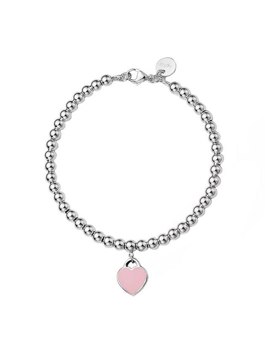 Pink Mini Heart Bead Medium Bracelet Silver - TIFFANY & CO. - BALAAN.