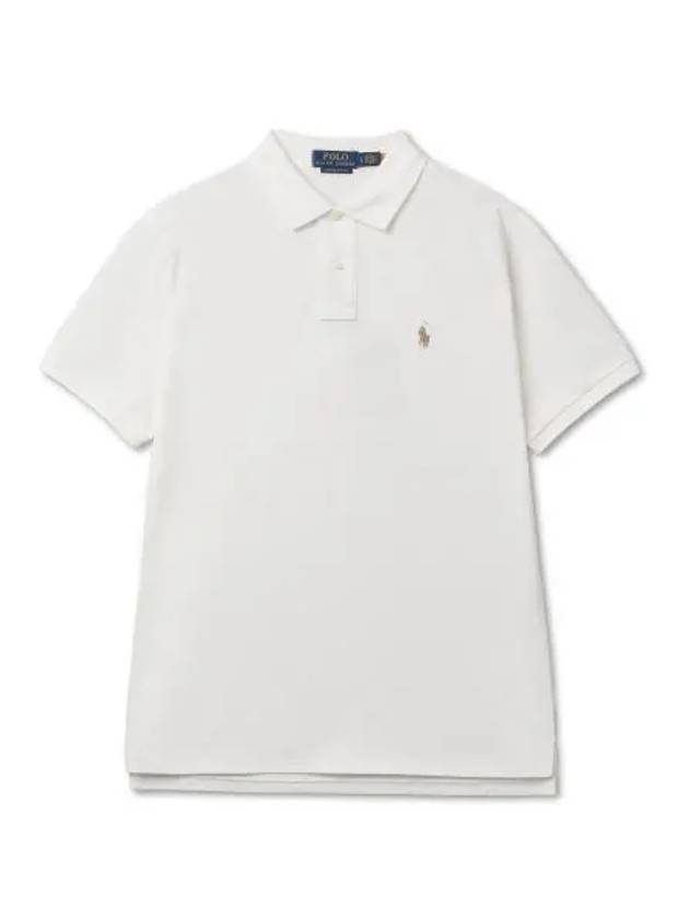 Custom Slim Fit Mesh Polo Shirt Natural - POLO RALPH LAUREN - BALAAN 2