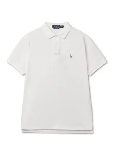 Custom Slim Fit Mesh Polo Shirt Natural - POLO RALPH LAUREN - BALAAN 2