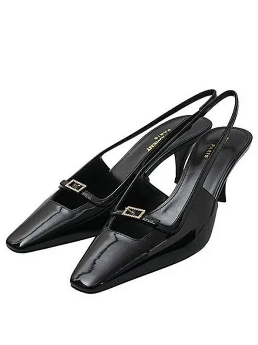 Blade leather slingback heel black - SAINT LAURENT - BALAAN 2