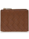 Intrecciato Small Leather Half Wallet Wood - BOTTEGA VENETA - BALAAN 2