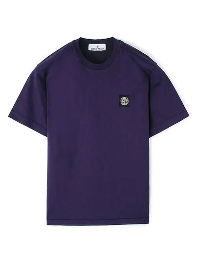 Logo Patch Cotton Short Sleeve T-Shirt Purple - STONE ISLAND - BALAAN 2