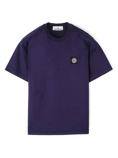 Logo Patch Cotton Short Sleeve T-Shirt Purple - STONE ISLAND - BALAAN 1