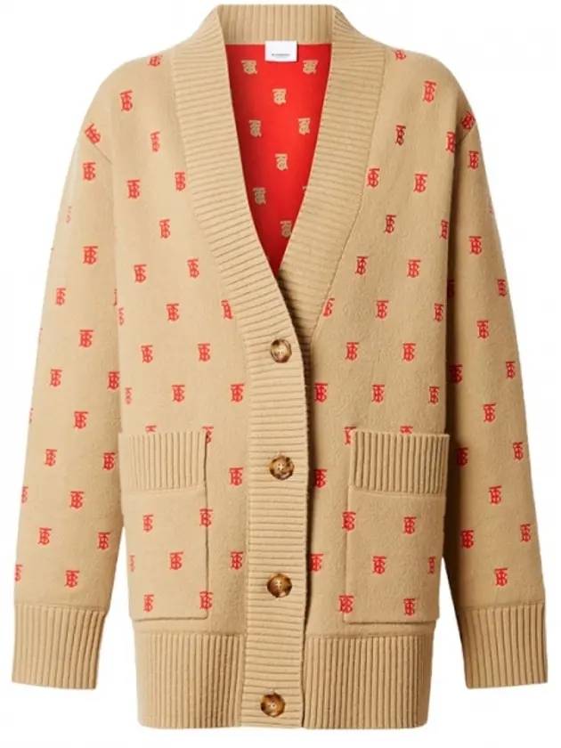 Monogram Wool Cashmere Oversized Cardigan Archive Beige - BURBERRY - BALAAN 1