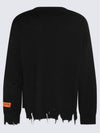 Shredded Crewneck Embroidered Logo Knit Top Black - HERON PRESTON - BALAAN 3