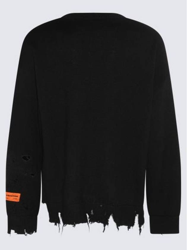 Shredded Crewneck Embroidered Logo Knit Top Black - HERON PRESTON - BALAAN 3