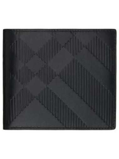 Embossed Check Half Wallet Black - BURBERRY - BALAAN 1