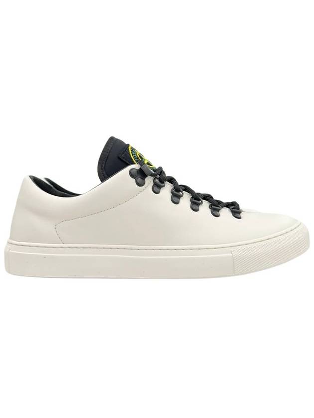 S0101 Logo Lace-Up Leather Low Top Sneakers White - STONE ISLAND - BALAAN 3