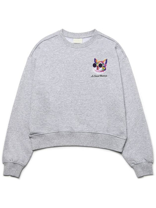 Brushed Options Mini Fancy Kitty Sweat Shirts MELANGE GRAY - LE SOLEIL MATINEE - BALAAN 1