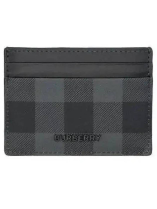 Check Leather Card Case Charcoal - BURBERRY - BALAAN 2