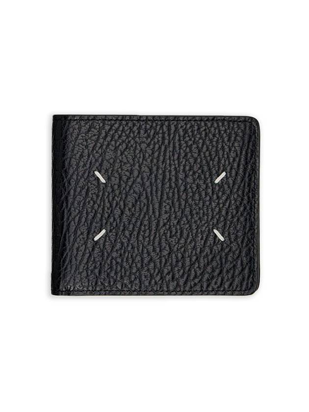 Stitched Leather Bifold Half Wallet Black - MAISON MARGIELA - BALAAN 2