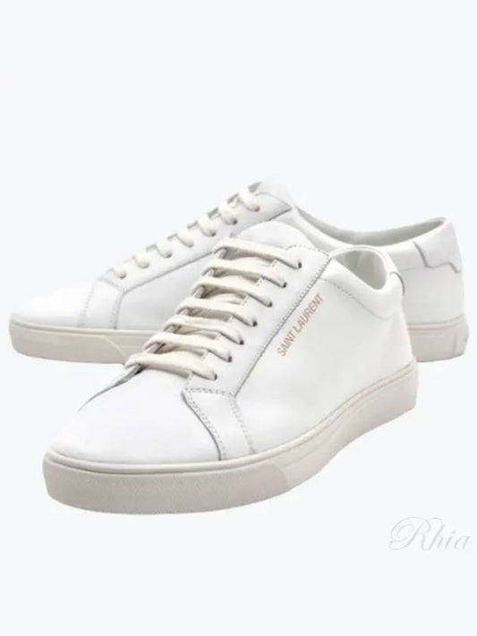 Men's Andy Leather Low Top Sneakers White - SAINT LAURENT - BALAAN 2