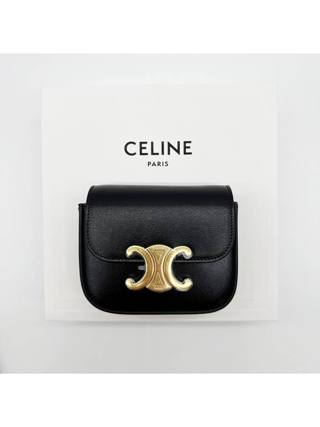 Triomphe Small Shiny Calfskin Cross Bag Black - CELINE - BALAAN 2