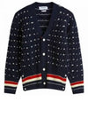 Donegal Cable Classic Wool Cardigan Navy - THOM BROWNE - BALAAN 2