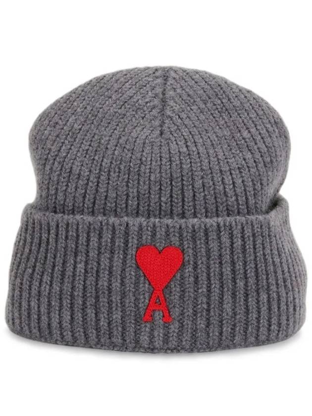 Heart Logo Patch Merino Wool Beanie Hat H21K651 018 - AMI - BALAAN 3