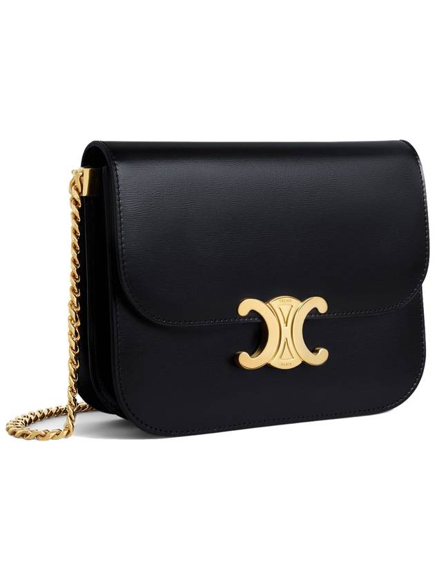 College Triomphe Shiny Calfskin Cross Bag Black - CELINE - BALAAN 4