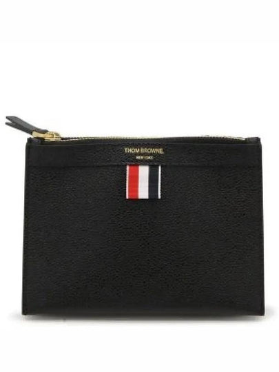 Document Holder Pebble Grain Leather Mini Cross Bag Black - THOM BROWNE - BALAAN 2