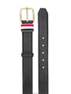 Men's Three Stripes Tab Pebbled Leather Belt Black - THOM BROWNE - BALAAN 3